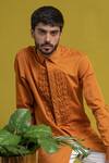 Shop_Runit Gupta_Yellow Cotton Tuxedo Shirt _Online_at_Aza_Fashions