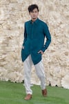Runit Gupta_Blue Cotton Tuxedo Shirt _Online_at_Aza_Fashions