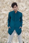 Buy_Runit Gupta_Blue Cotton Tuxedo Shirt _Online_at_Aza_Fashions