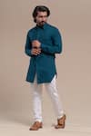 Shop_Runit Gupta_Blue Cotton Tuxedo Shirt _Online_at_Aza_Fashions