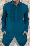 Runit Gupta_Blue Cotton Tuxedo Shirt _at_Aza_Fashions