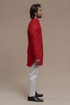 Runit Gupta_Red Pure Cotton Smocked Kurta  _Online_at_Aza_Fashions