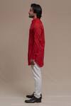 Runit Gupta_Red Pure Cotton Smocked Kurta  _at_Aza_Fashions