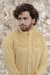 Shop_Runit Gupta_Beige Pure Cotton Smocked Kurta And Pant Set  _Online_at_Aza_Fashions