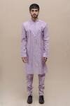 Runit Gupta_Purple Chanderi Silk Embroidered Kurta Set_Online_at_Aza_Fashions