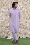 Buy_Runit Gupta_Purple Chanderi Silk Embroidered Kurta Set_Online_at_Aza_Fashions