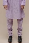 Runit Gupta_Purple Chanderi Silk Embroidered Kurta Set_at_Aza_Fashions