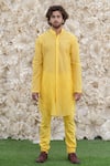 Buy Runit Gupta Yellow Kurta Chanderi Silk Churidar Pure Cotton Embroidered And at Aza Fashions Buy_Runit Gupta_Yellow Kurta Chanderi Silk Churidar Pure Cotton Embroidered And _at_Aza_Fashions