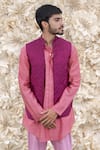 Buy_Runit Gupta_Purple Silk Quilted Nehru Jacket _at_Aza_Fashions