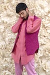 Buy_Runit Gupta_Purple Silk Quilted Nehru Jacket _Online_at_Aza_Fashions