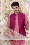 Shop_Runit Gupta_Purple Silk Quilted Nehru Jacket _Online_at_Aza_Fashions