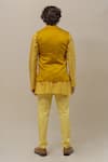 Shop_Runit Gupta_Yellow Silk Quilted Nehru Jacket  _at_Aza_Fashions