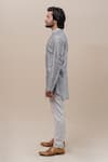 Runit Gupta_Grey Kurta Chanderi Silk Pant Cotton Set  _Online_at_Aza_Fashions