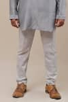 Shop_Runit Gupta_Grey Kurta Chanderi Silk Pant Cotton Set  _Online_at_Aza_Fashions