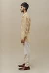 Runit Gupta_Beige Kurta Chanderi Silk Pant Cotton Set  _Online_at_Aza_Fashions