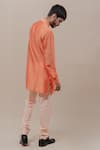 Shop_Runit Gupta_Peach Kurta Chanderi Silk Pant Cotton Set _at_Aza_Fashions