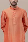 Runit Gupta_Peach Kurta Chanderi Silk Pant Cotton Set _Online_at_Aza_Fashions