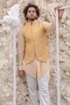 Buy_Runit Gupta_Beige Pure Silk Quilted Bundi And Kurta Set For Kids_Online_at_Aza_Fashions