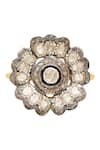 Shop_The Alchemy Studio_Black Diamonds Floral Uncut Ring _at_Aza_Fashions
