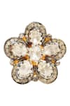 Shop_The Alchemy Studio_Black Diamonds Floral Uncut Ring _at_Aza_Fashions