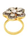 Buy_The Alchemy Studio_Black Diamonds Floral Uncut Ring _Online_at_Aza_Fashions