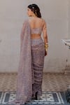 Shop_Nikita Vishakha_Grey Saree Georgette Printed And Embroidered Persian Pattern With Blouse _at_Aza_Fashions