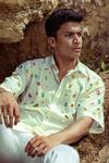 Buy_Runit Gupta_White Enzyme Washed Cotton Thread Work Pebble Shirt_at_Aza_Fashions