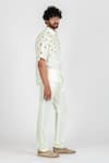 Runit Gupta_White Enzyme Washed Cotton Thread Work Pebble Shirt_Online_at_Aza_Fashions