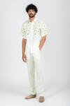 Shop_Runit Gupta_White Enzyme Washed Cotton Thread Work Pebble Shirt_Online_at_Aza_Fashions