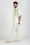 Runit Gupta_White Enzyme Washed Cotton Thread Work Monstera Leaf Embroidered Shirt_Online_at_Aza_Fashions
