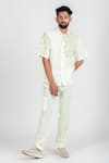 Buy_Runit Gupta_White Enzyme Washed Cotton Thread Work Monstera Leaf Embroidered Shirt_Online_at_Aza_Fashions