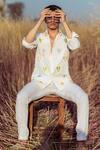 Buy_Runit Gupta_White Cotton Linen Thread Work Hot Air Balloon Embroidered Shirt _at_Aza_Fashions