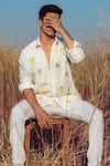 Shop_Runit Gupta_White Cotton Linen Thread Work Hot Air Balloon Embroidered Shirt _Online_at_Aza_Fashions