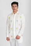 Runit Gupta_White Cotton Linen Thread Work Hot Air Balloon Embroidered Shirt _at_Aza_Fashions