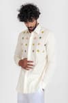 Shop_Runit Gupta_White Cotton Linen Embroidered Bead Work Shirt_Online_at_Aza_Fashions