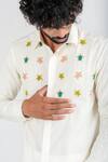 Runit Gupta_White Cotton Linen Embroidered Bead Work Shirt_at_Aza_Fashions