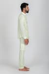 Runit Gupta_White Enzyme Washed Cotton Thread Work Island Embroidered Shirt_Online_at_Aza_Fashions