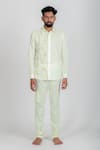 Shop_Runit Gupta_White Enzyme Washed Cotton Thread Work Island Embroidered Shirt_Online_at_Aza_Fashions
