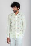 Runit Gupta_White Enzyme Washed Cotton Thread Work Sail Boat Shirt_at_Aza_Fashions