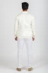 Shop_Runit Gupta_White Cotton Linen Embroidered Thread Colourblock Shirt Style Jacket  _at_Aza_Fashions