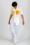 Runit Gupta_White Cotton Linen Embroidered Thread Work Colourblock Pocket Shirt  _Online_at_Aza_Fashions