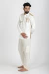 Buy_Runit Gupta_White Cotton Linen Thread Work Camel Embroidered Shirt_Online_at_Aza_Fashions