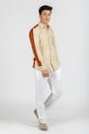 Runit Gupta Brown Cotton Linen Thread Work Colourblock Embroidered Shirt Online at Aza Fashions Runit Gupta_Brown Cotton Linen Thread Work Colourblock Embroidered Shirt _Online_at_Aza_Fashions