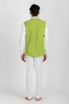 Shop_Runit Gupta_Green Cotton Linen Thread Work Colourblock Shirt  _at_Aza_Fashions
