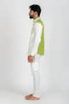 Runit Gupta_Green Cotton Linen Thread Work Colourblock Shirt  _Online_at_Aza_Fashions