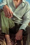 Runit Gupta_Green Cotton Linen Solid Shirt Style _at_Aza_Fashions