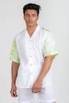 Runit Gupta_White Enzyme Washed Cotton Tie Dye Shirt_at_Aza_Fashions