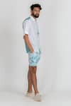 Runit Gupta_White Enzyme Washed Cotton Hand Cut Tie Dye Shirt  _Online_at_Aza_Fashions