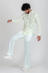 Buy_Runit Gupta_White Enzyme Washed Cotton Plain Solid Bell Bottom Pant  _at_Aza_Fashions