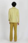 Shop_Runit Gupta_Yellow Enzyme Washed Cotton Plain Solid Box Pleat Pant  _at_Aza_Fashions